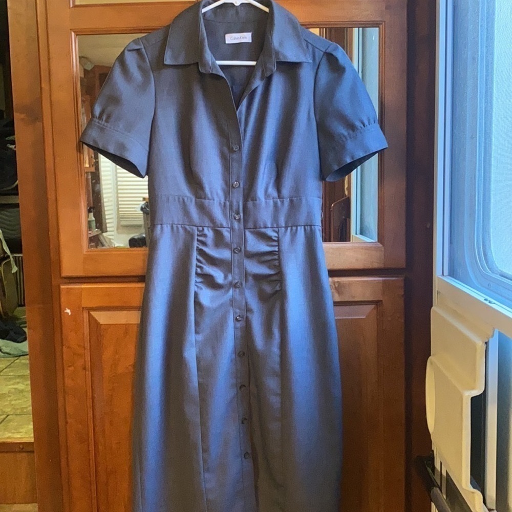 Calvin Klein Career Dress Dark Gray Office Neutral Business Professional Size 4?